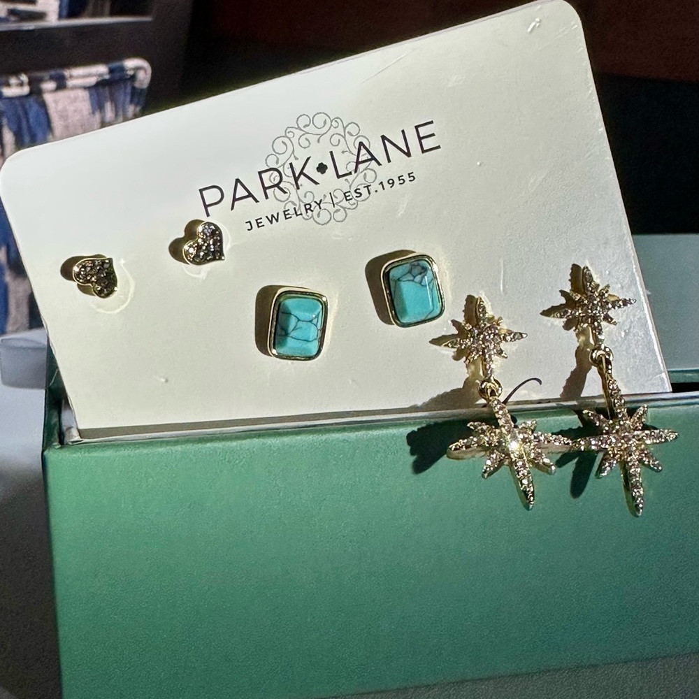 Park Lane Turquoise and Gold Star Earring Set